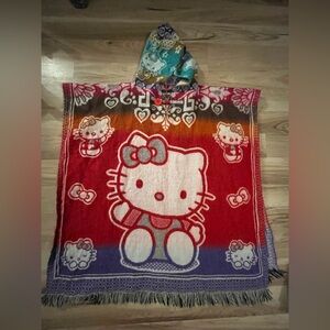Hello Kitty Kids Hooded Poncho - Red and Purple